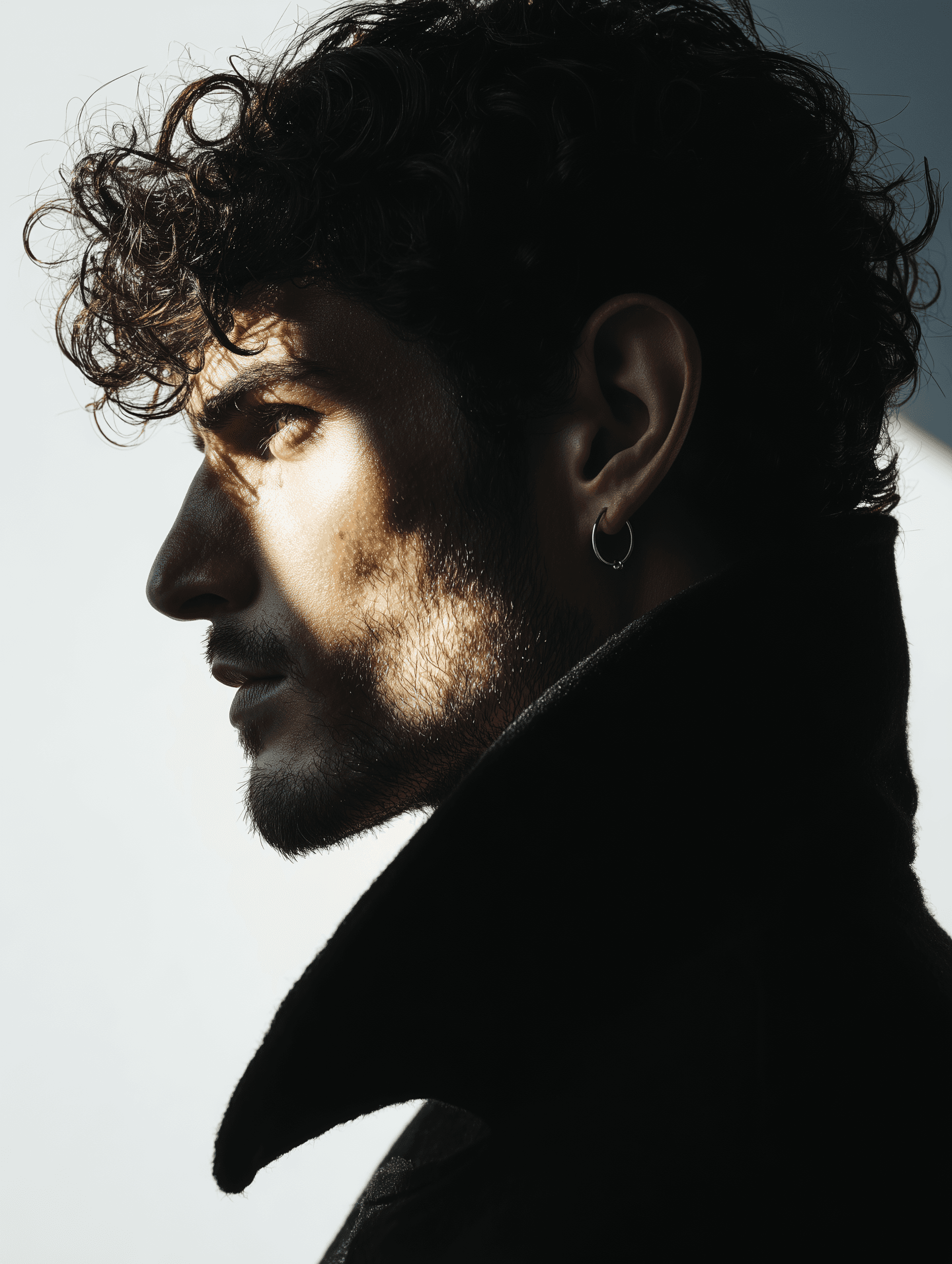 Ultra-realistic portrait of a young man with sharp masculine features